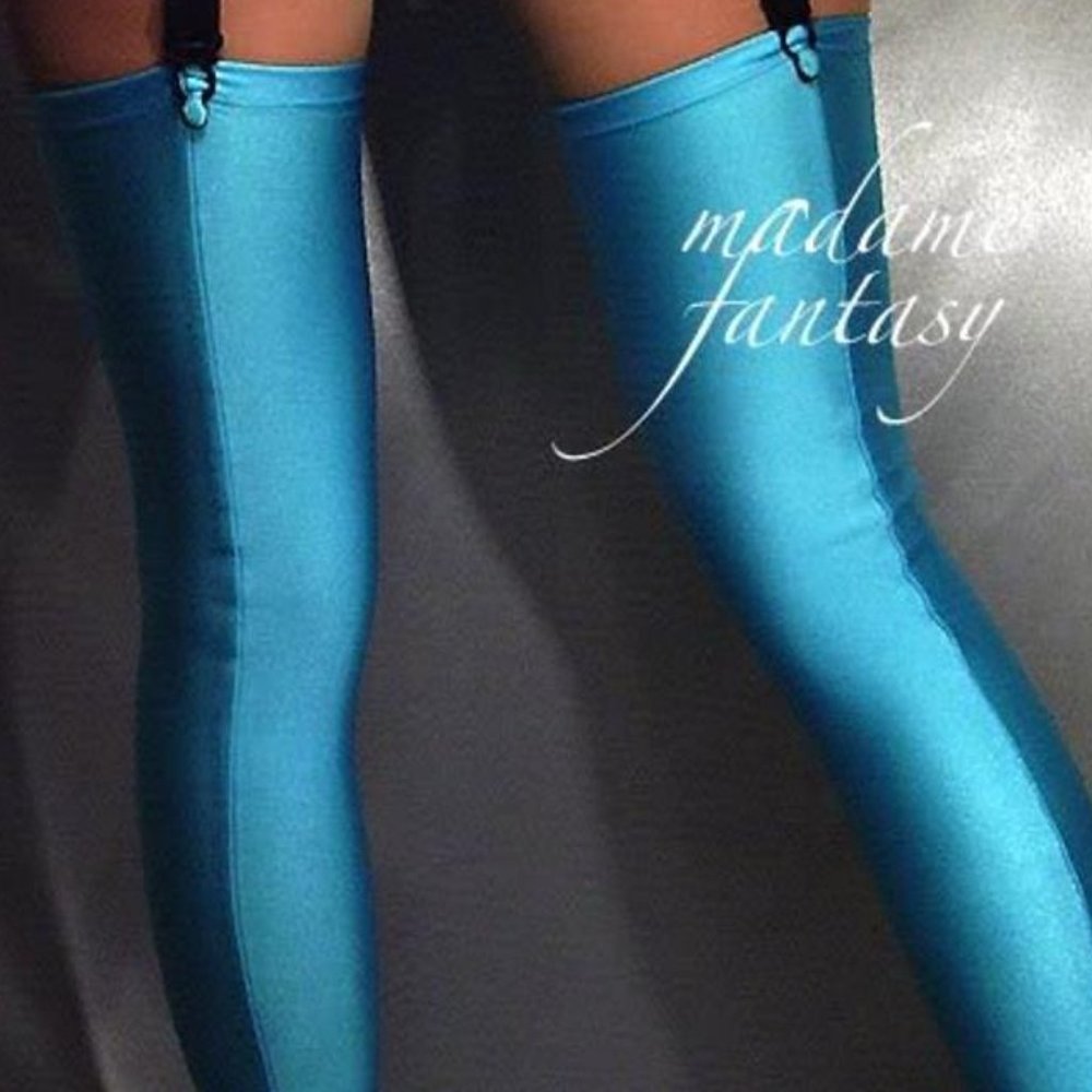 Madame Fantasy Spandex Thigh Highs Turquoise Small